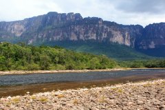 56-Rio Carrao with Auyantepui in the background. Angel Falls is om the outer side of the mountain